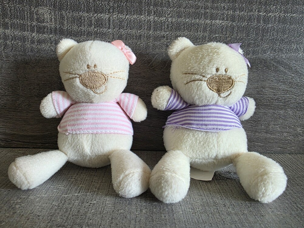 Berenguer JC Toys Pink Purple Cat Kitten Baby Replacement Mini Plush W Bows G34